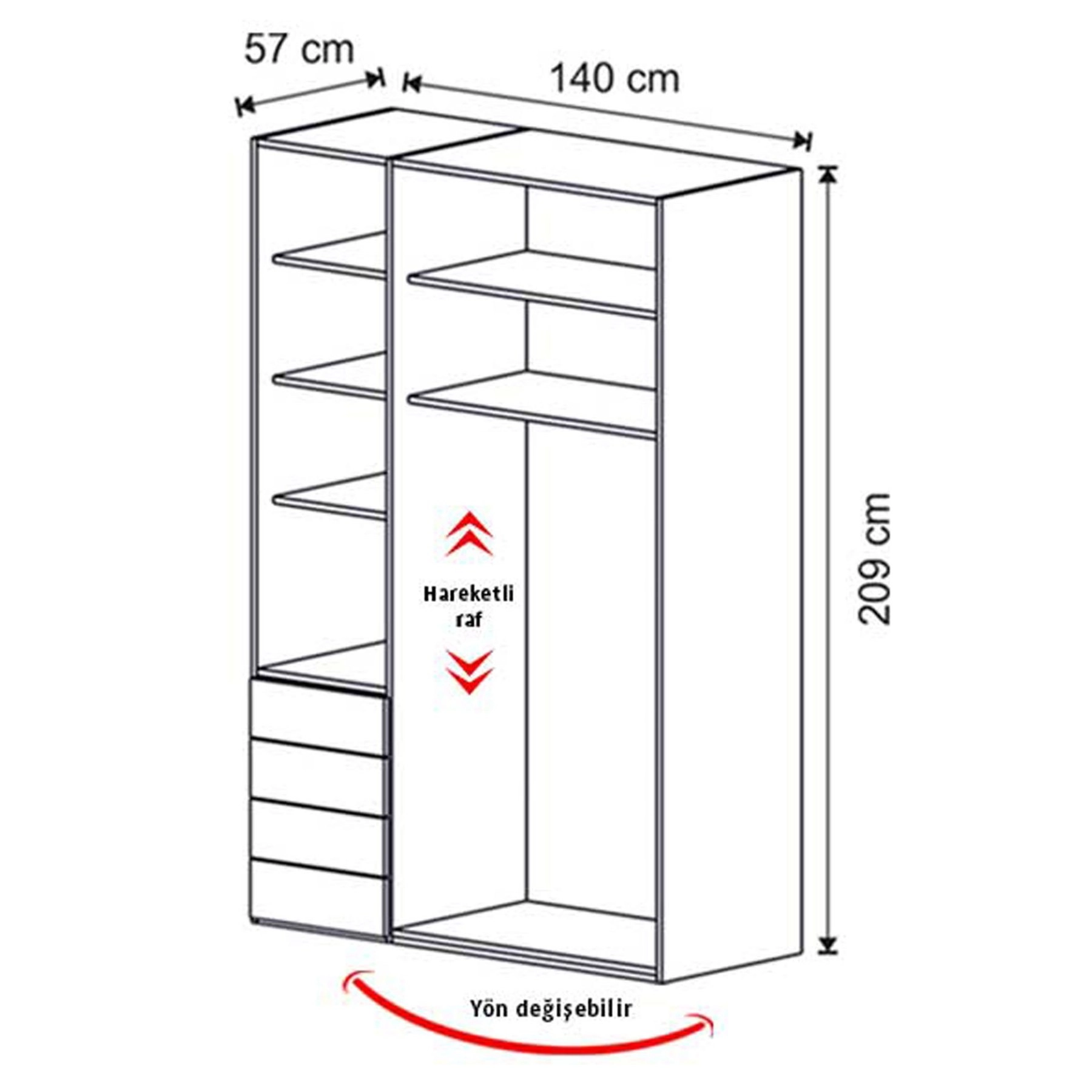Puzzle Loft 3 Kapılı Dolap 306