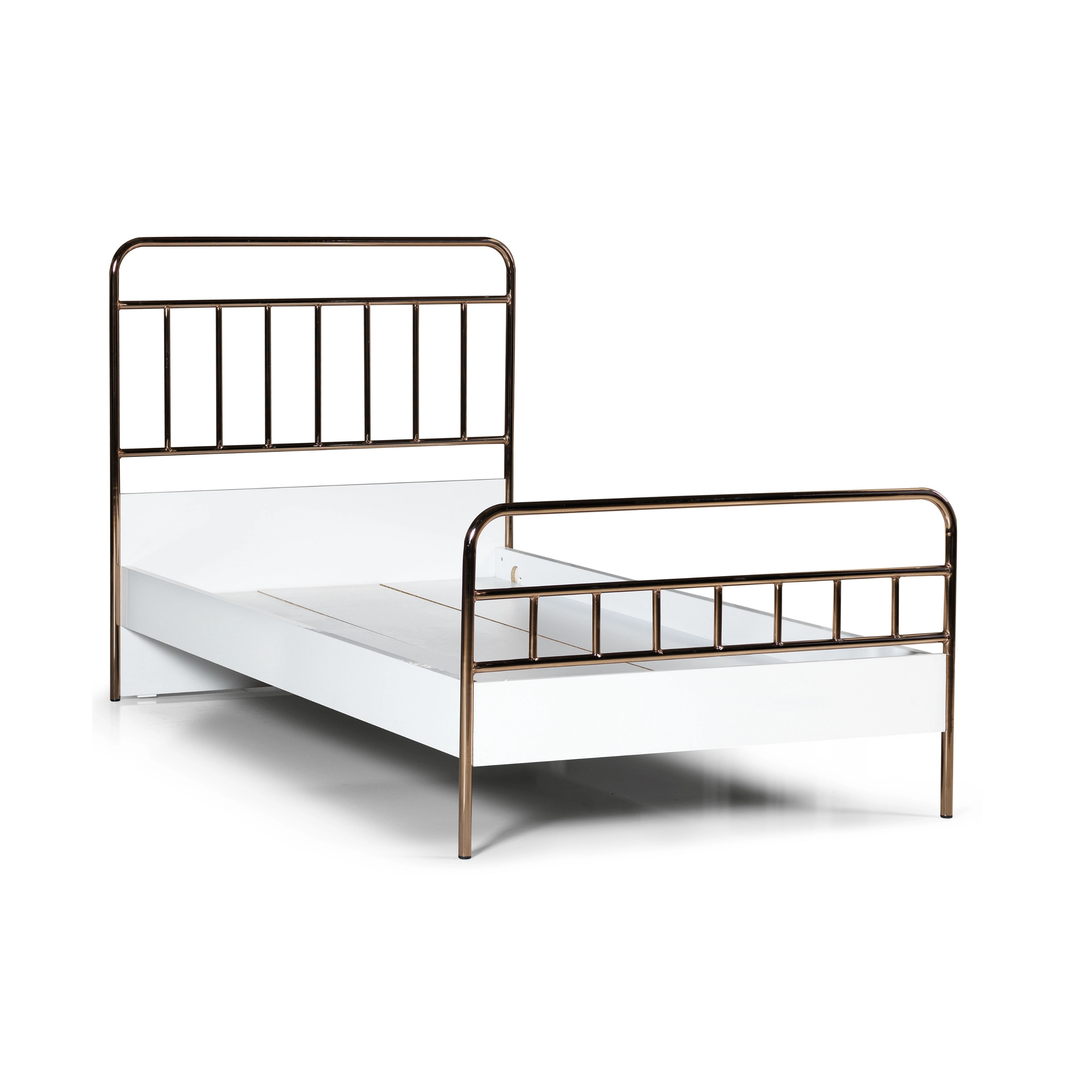 Elegant Başlıklı Karyola Metal 100X200 Rose Gold