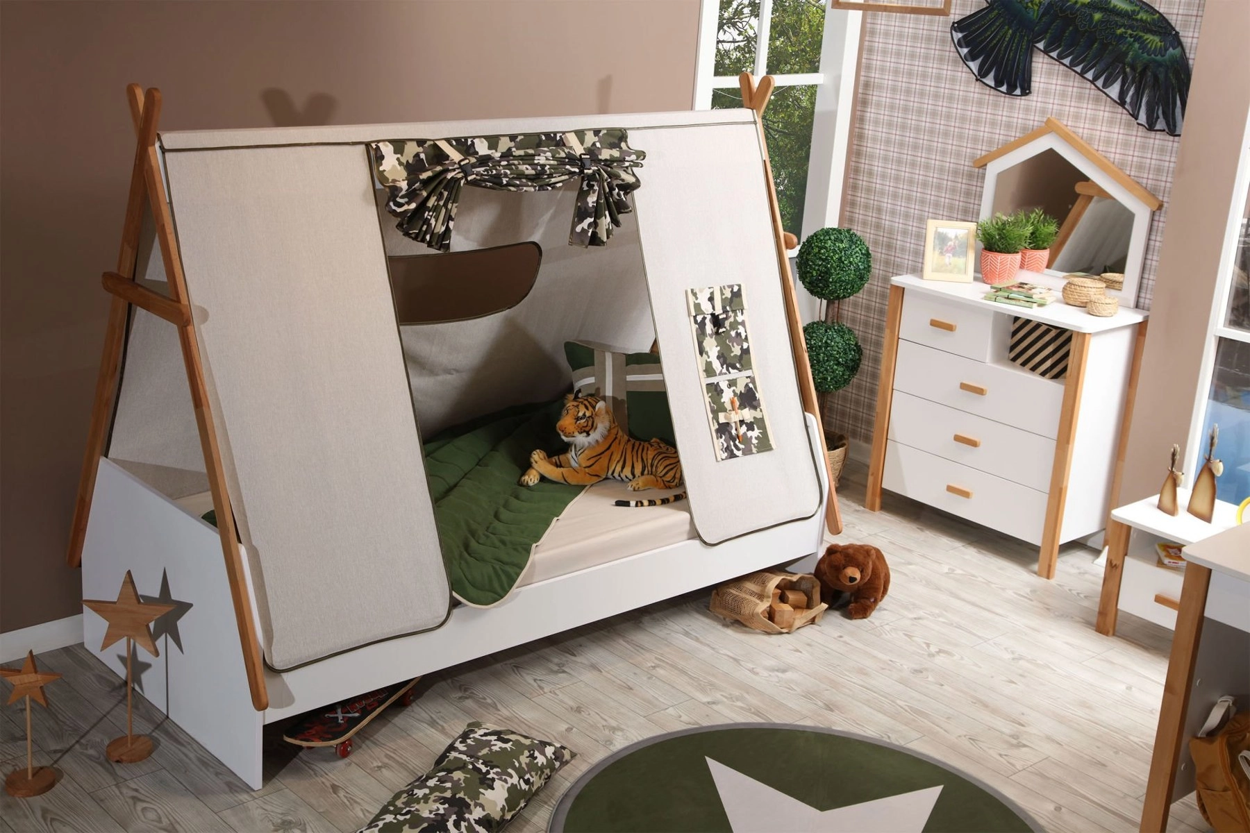 My House Kamp Çadır (Bej - Kamuflaj) Montessori