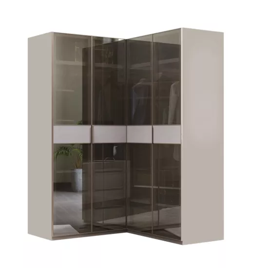 Mia X Köşe Dolap Camlı Akordiyon 150 Cm