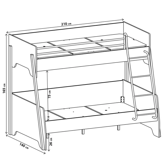 T.Ü. Geniş Ranza (Düz Beyaz) 90 x 200 / 120 x 200