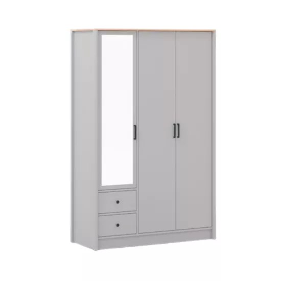 Lagom 3 Kapaklı Gardrop Aynalı Buz Grı