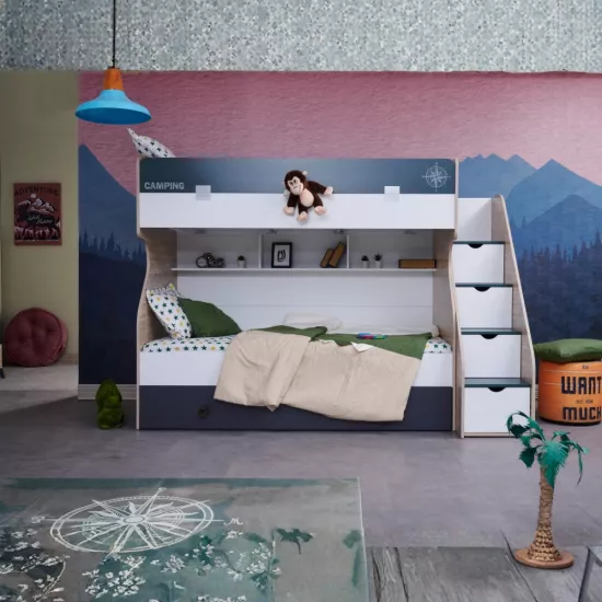 Camp Çocuk Takımı (3K Gardrop + Şifonyer + 90x190 Montessori)
