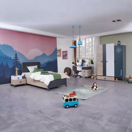 Camp 4’lü Takım (3K Gardrop + Ç.Masası + 100x200 Bazalı Karyola + Komodin)