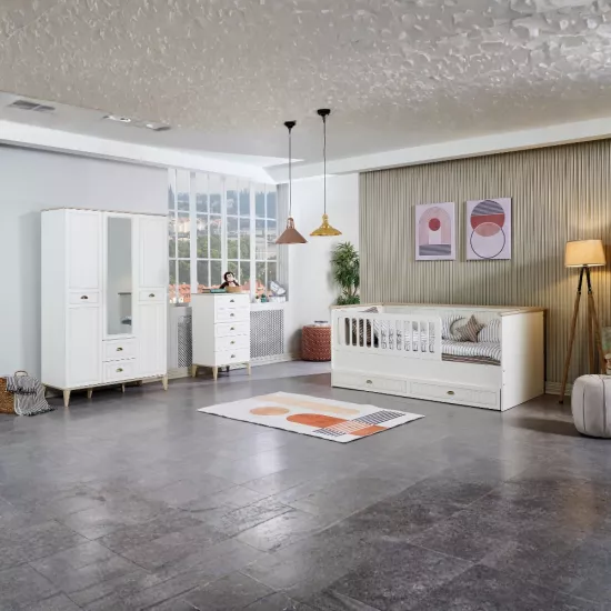 Line Çocuk Takımı (3K Gardrop + Şifonyer + 100x200 Montessori & 90x190 Alt Karyola)