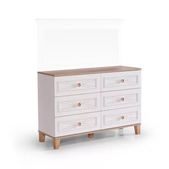 New Atlas Şifonyer 6 Çekmeceli Mat Aytaşı