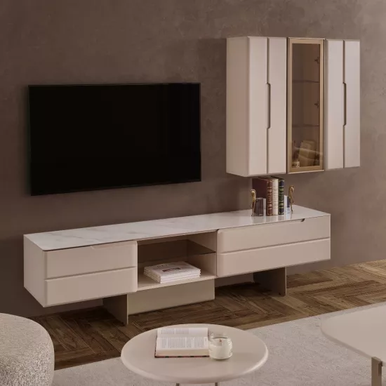 Oslo Luxury Tv Ünitesi Üst Camlı Blok