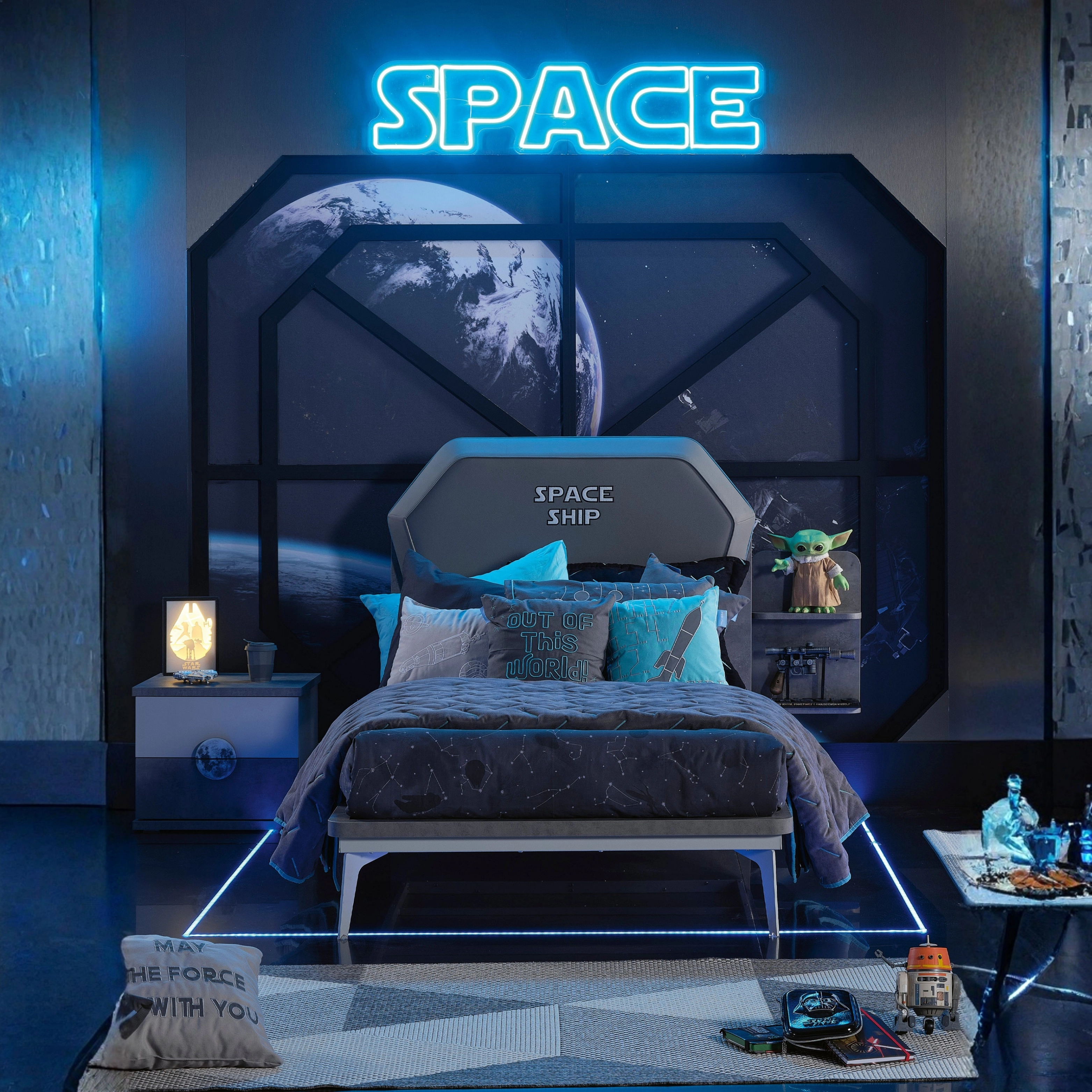 Space Başlıklı Karyola 120X200 Retro