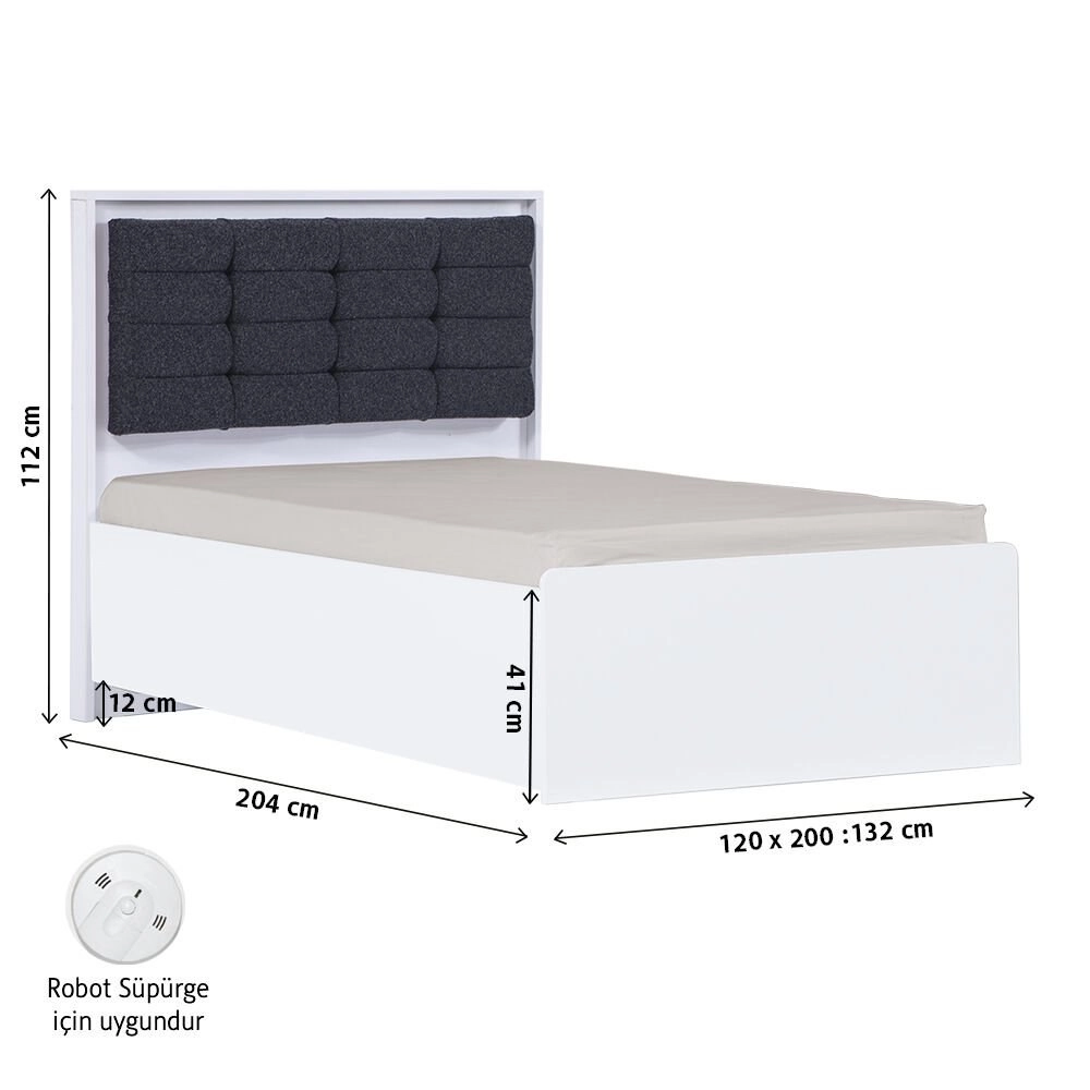 Atlas White Bazalı Karyola 120 x 200